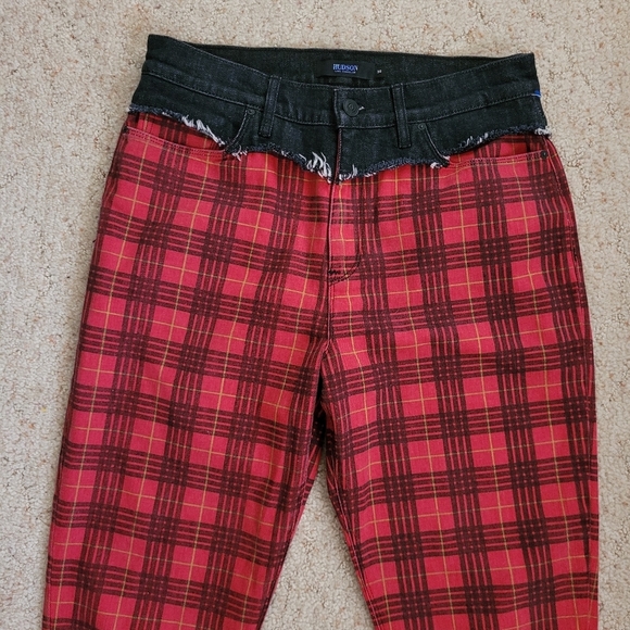 Hudson Red Plaid Bettie Taper Jeans - Picture 4 of 6